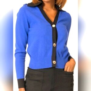 Area Stars X Bloomingdales Blue and Black Women's Cardigan. Sz M NWT